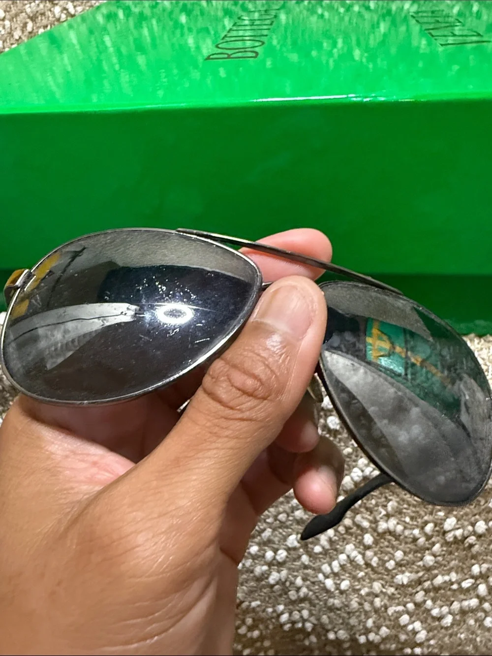 Prada Men's Aviator Sunglasses with Dark Green Lenses